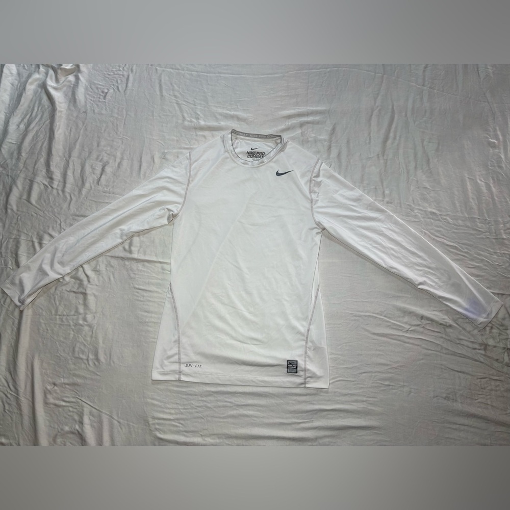 Nike Pro combat White Long Sleeve Shirt - Picture 1 of 14